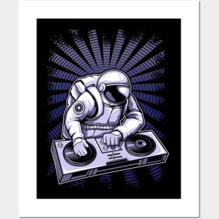 Astronaut Playing DJ Music Posters and Art